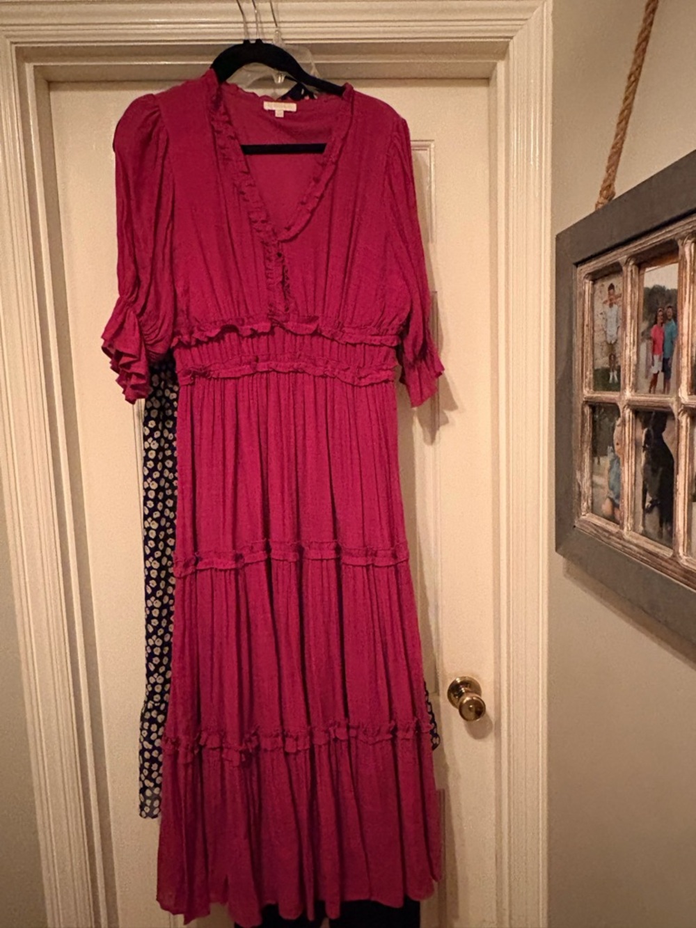 Flying Tomato Fuchsia Tiered Maxi Dress with Ruffle Trim